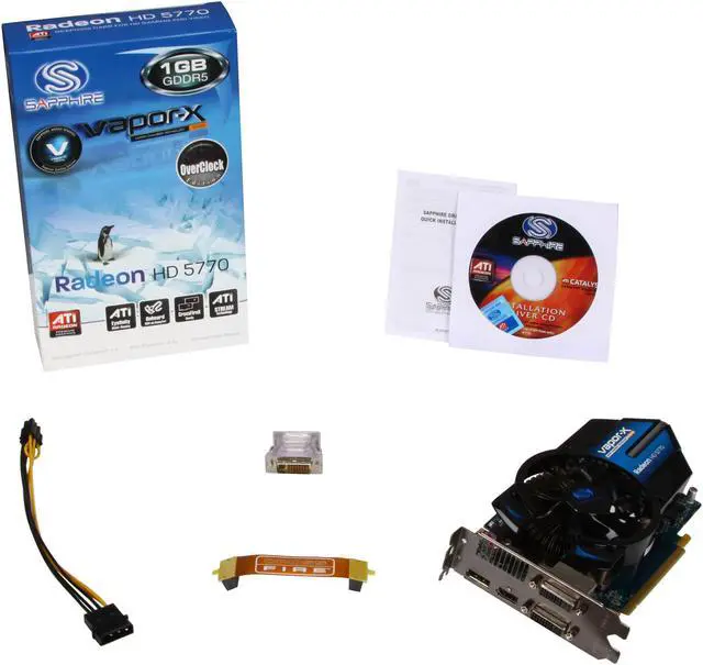 Alt view image 6 of 6 - SAPPHIRE Vapor-X Radeon HD 5770 (Juniper XT) 1GB GDDR5 PCI Express 2.1 x16 CrossFireX Support Graphics Card 100283VX-2L