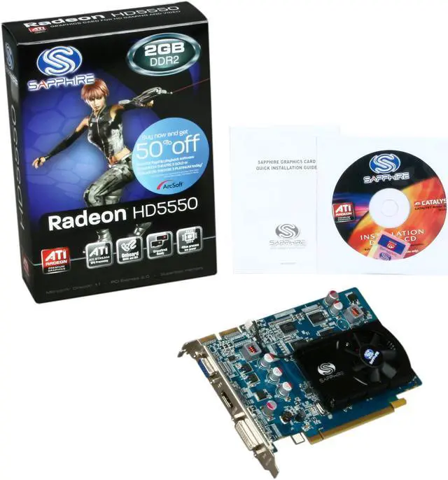 Alt view image 5 of 5 - SAPPHIRE Radeon HD 5550 2GB DDR2 PCI Express 2.0 x16 Graphics Card 100294-2GL