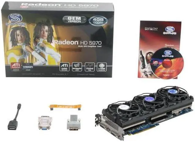 Alt view image 6 of 6 - SAPPHIRE Radeon HD 5970 (Hemlock) 4GB GDDR5 PCI Express 2.0 x16 CrossFireX Support Graphics Card 100280-4GBB