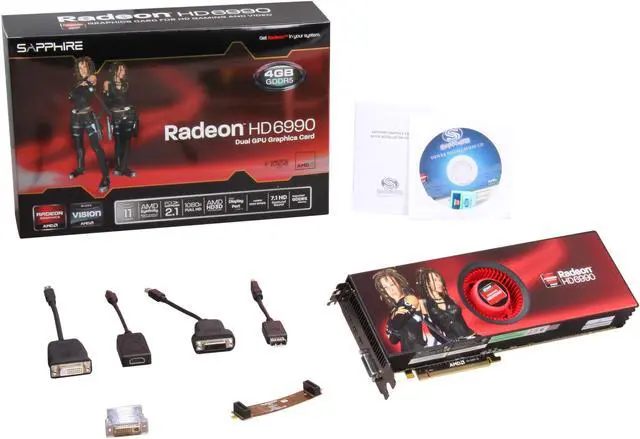 Alt view image 6 of 6 - SAPPHIRE Radeon HD 6990 4GB GDDR5 PCI Express 2.1 x16 CrossFireX Support Graphics Card 100310SR
