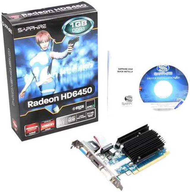 Alt view image 5 of 5 - SAPPHIRE Radeon HD 6450 1GB 64-bit DDR3 PCI Express 2.1 x16 HDCP Ready  Video Card ( 100322L)