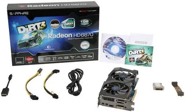 Alt view image 6 of 6 - SAPPHIRE 100314-4SR Radeon HD 6870 Dirt3 Edition 1GB 256-bit GDDR5 PCI Express 2.1 x16 HDCP Ready CrossFireX Support Video Card