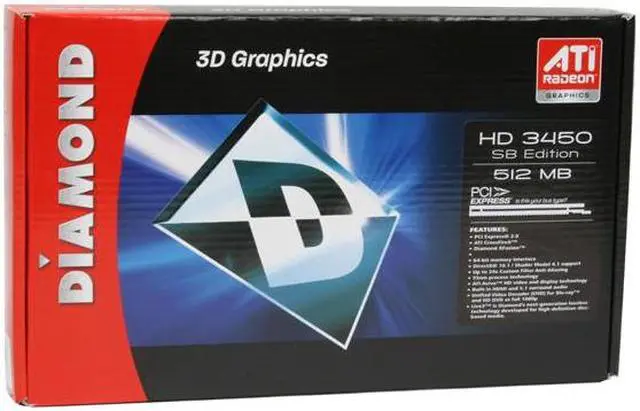 Alt view image 7 of 7 - DIAMOND Radeon HD 3450 512MB GDDR2 PCI Express 2.0 x16 Low Profile Ready Graphics Card 3450PE512SB