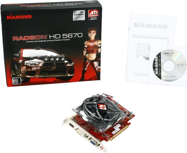 Alt view image 5 of 5 - DIAMOND Radeon HD 5670 1GB GDDR5 PCI Express 2.0 x16 CrossFireX Support Graphics Card 5670PE51G