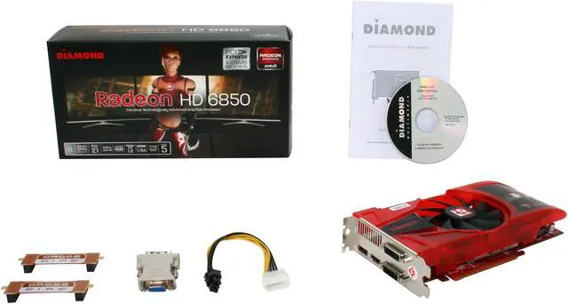 Alt view image 6 of 6 - DIAMOND Radeon HD 6850 1GB GDDR5 PCI Express 2.1 x16 CrossFireX Support Graphics Card 6850PE51G
