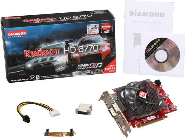 Alt view image 5 of 5 - DIAMOND Radeon HD 6770 1GB GDDR5 PCI Express 2.1 x16 CrossFireX Support Graphics Card 6770PE51GE