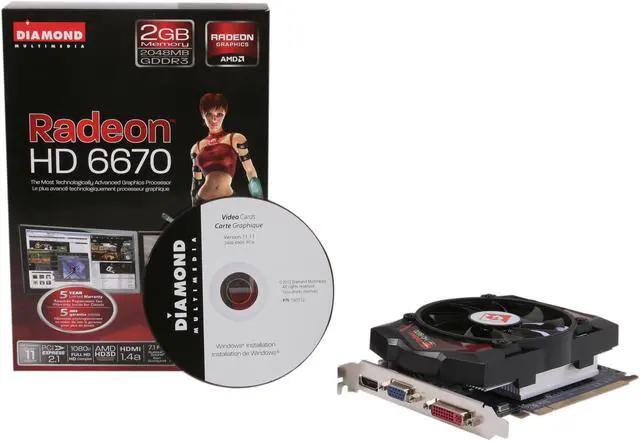 Alt view image 5 of 5 - DIAMOND Radeon HD 6670 2GB GDDR3 PCI Express 2.1 x16 Graphics Card 6670PE32G