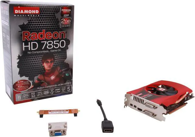 Alt view image 6 of 6 - DIAMOND Radeon HD 7850 2GB GDDR5 PCI Express 3.0 x16 CrossFireX Support Graphics Card 7850PE52GV