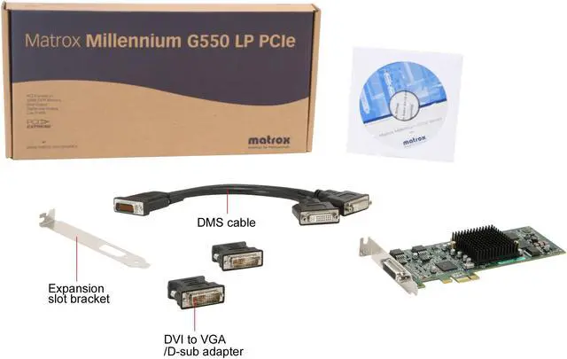 Alt view image 5 of 5 - Matrox G550 G55-MDDE32LPDF 32MB PCI Express x1 Low Profile Graphics Card