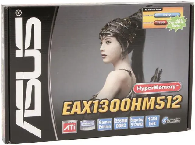 Alt view image 8 of 8 - ASUS Radeon X1300LE 256MB On-board (512MB HyperMemory) GDDR2 PCI Express x16 Graphics Card EAX1300HM512/TD/256M