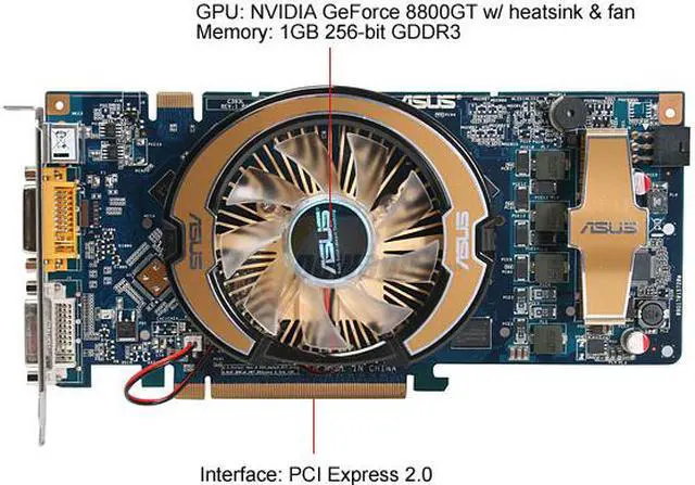 Alt view image 3 of 10 - ASUS GeForce 8800 GT 1GB GDDR3 PCI Express 2.0 x16 SLI Support Graphics Card EN8800GT/HTDP/1G/A