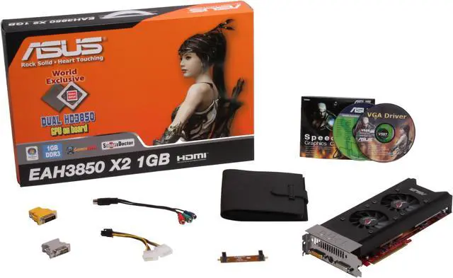 Alt view image 2 of 2 - ASUS Dual Radeon HD 3850 1GB GDDR3 PCI Express 2.0 x16 CrossFireX Support Graphics Card EAH3850X2/HTDI/1G
