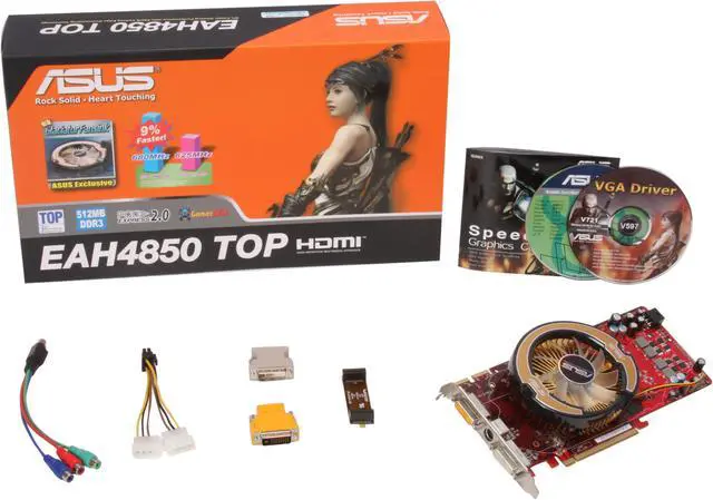 Alt view image 6 of 6 - ASUS Radeon HD 4850 512MB GDDR3 PCI Express 2.0 x16 CrossFireX Support Graphics Card EAH4850 TOP/HTDI/512M