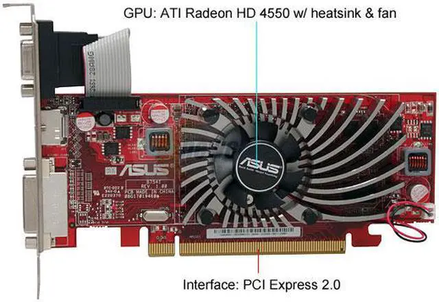 Alt view image 3 of 5 - ASUS Radeon HD 4550 512MB GDDR3 PCI Express 2.0 x16 CrossFireX Support Low Profile Ready Graphics Card EAH4550/DI/512MD3