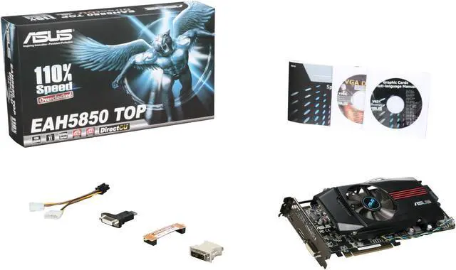 Alt view image 6 of 6 - ASUS Radeon HD 5850 (Cypress Pro) 1GB GDDR5 PCI Express 2.1 x16 CrossFireX Support Graphics Card EAH5850 DirectCU TOP/2DIS/1GD5