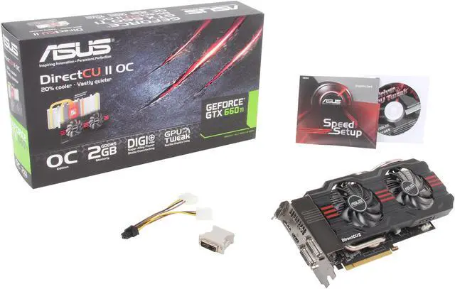 Alt view image 6 of 6 - ASUS GTX660 TI-DC2O-2GD5 G-SYNC Support GeForce GTX 660 Ti 2GB 192-Bit GDDR5 PCI Express 3.0 x16 HDCP Ready SLI Support Video Card