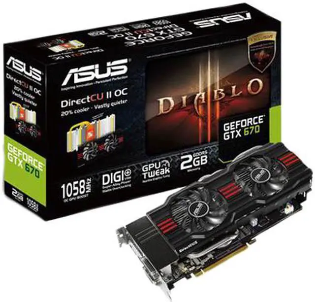 Alt view image 3 of 3 - Asus GTX670-DC2OG-2GD5 GeForce GTX 670 Graphic Card - 980 MHz Core - 2 GB GDDR5 SDRAM - PCI Express 3.0