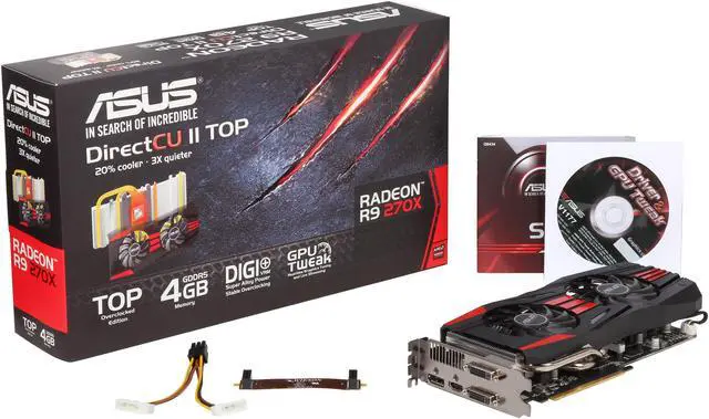 Alt view image 6 of 6 - ASUS DirectCU II Radeon R9 270X 4GB GDDR5 PCI Express 3.0 CrossFireX Support Graphics Card R9270X-DC2T-4GD5