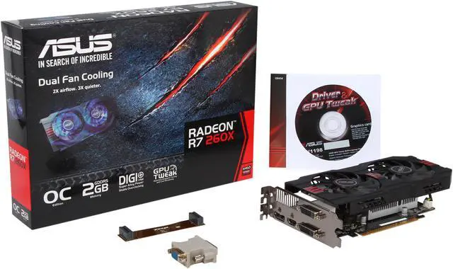 Alt view image 7 of 6 - ASUS Radeon R7 260X 2GB GDDR5 PCI Express 3.0 CrossFireX Support Graphics Card R7260X-OC-2GD5