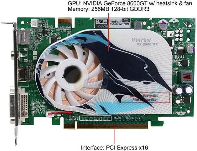 Alt view image 3 of 6 - Leadtek GeForce 8600 GT 256MB GDDR3 PCI Express x16 SLI Support Graphics Card PX8600 GT TDH HDMI