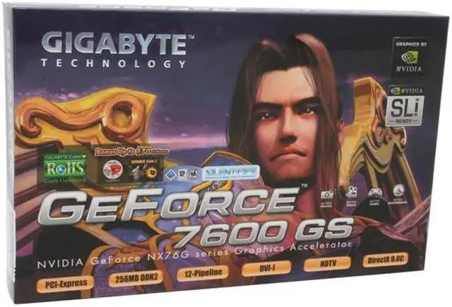 Alt view image 6 of 6 - GIGABYTE GeForce 7600GS 256MB GDDR2 PCI Express x16 SLI Support Graphics Card GV-NX76G256D-RH