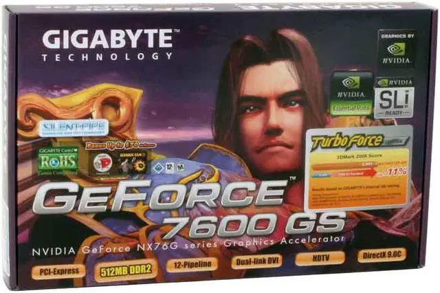 Alt view image 7 of 7 - GIGABYTE GeForce 7600GS 512MB GDDR2 PCI Express x16 SLI Support Graphics Card GV-NX76G512P-RH