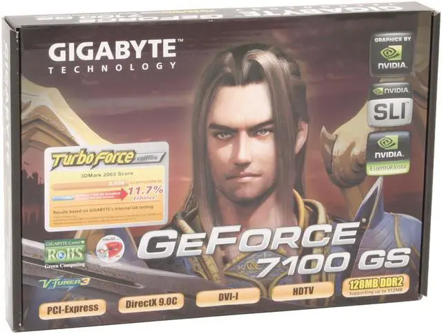 Alt view image 6 of 6 - GIGABYTE GeForce 7100GS 512MB(128MB on Board) GDDR2 PCI Express x16 SLI Support Graphics Card GV-NX71G512P8-RH