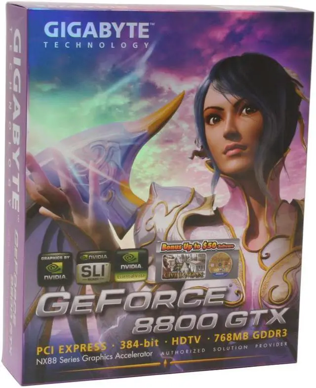 Alt view image 8 of 8 - GIGABYTE GeForce 8800 GTX 768MB GDDR3 PCI Express x16 SLI Support Graphics Card GV-NX88X768H-RH
