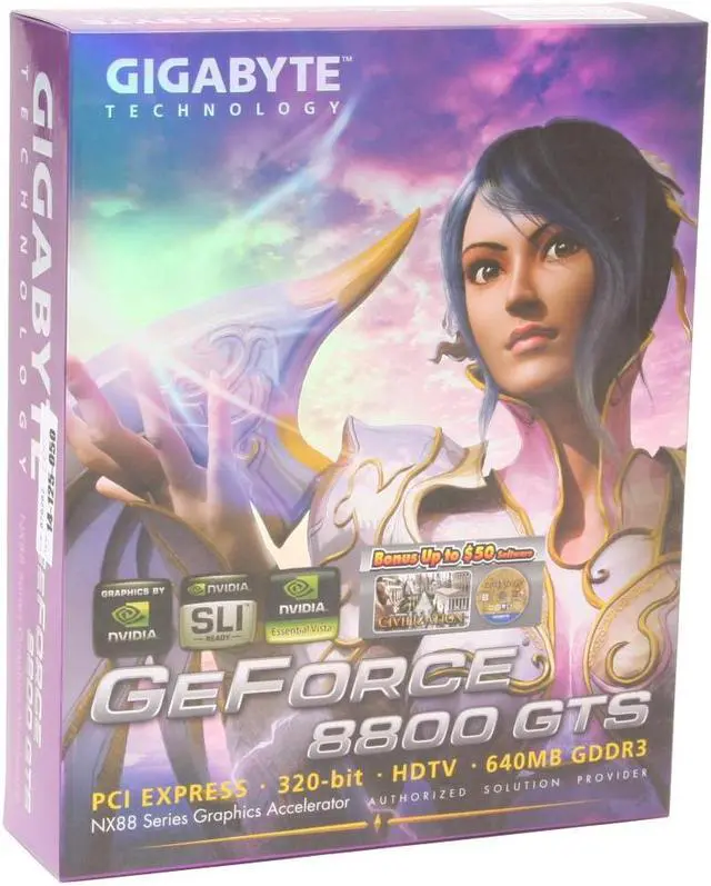Alt view image 6 of 6 - GIGABYTE GeForce 8800 GTS 640MB GDDR3 PCI Express x16 SLI Support Graphics Card GV-NX88S640H-RH