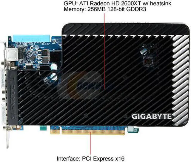 Alt view image 3 of 5 - GIGABYTE Radeon HD 2600XT 256MB GDDR3 PCI Express x16 CrossFireX Support Graphics Card GV-RX26T256H