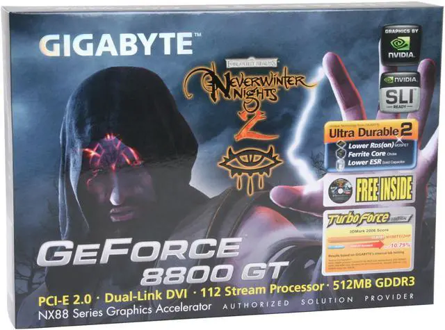 Alt view image 10 of 10 - GIGABYTE GeForce 8800 GT 512MB GDDR3 PCI Express 2.0 x16 SLI Support Graphics Card GV-NX88T512HPV1