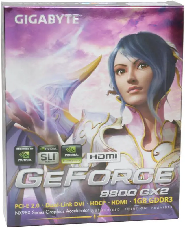 Alt view image 8 of 8 - GIGABYTE GeForce 9800 GX2 1GB (512MB per GPU) GDDR3 PCI Express 2.0 x16 SLI Support Graphics Card GV-NX98X1GHI-B