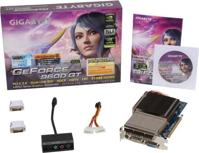 Alt view image 2 of 2 - GIGABYTE GeForce 9600 GT 512MB GDDR3 PCI Express 2.0 x16 SLI Support Graphics Card GV-NX96T512HP