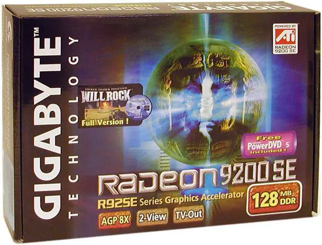 Alt view image 5 of 5 - GIGABYTE Radeon 9200SE 128MB DDR AGP 4X/8X Graphics Card GV-R92S128T