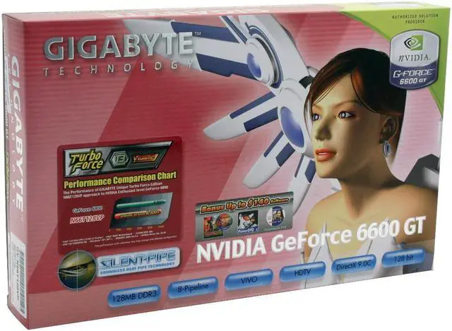 Alt view image 6 of 6 - GIGABYTE GeForce 6600GT 128MB GDDR3 AGP 4X/8X Graphics Card GV-N66T128VP