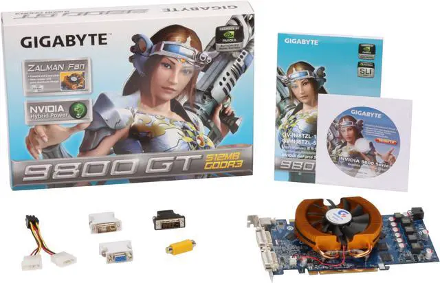 Alt view image 6 of 6 - GIGABYTE GeForce 9800 GT 512MB GDDR3 PCI Express 2.0 x16 SLI Support Graphics Card GV-N98TZL-512H
