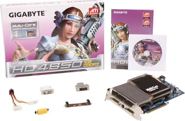 Alt view image 6 of 6 - GIGABYTE Radeon HD 4850 1GB GDDR3 PCI Express 2.0 x16 CrossFireX Support Graphics Card GV-R485MC-1GH