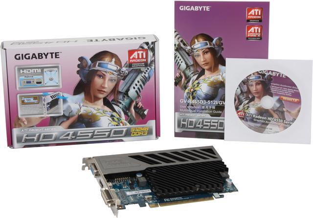 Alt view image 5 of 5 - GIGABYTE Radeon HD 4550 512MB DDR3 PCI Express 2.0 x16 Graphics Card GV-R455D3-512I