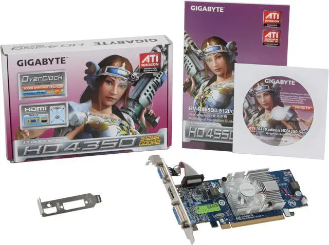 Alt view image 5 of 5 - GIGABYTE Radeon HD 4350 512MB GDDR2 PCI Express 2.0 x16 Low Profile Ready Graphics Card GV-R435OC-512I