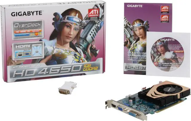 Alt view image 5 of 5 - GIGABYTE Radeon HD 4650 1GB GDDR2 PCI Express 2.0 x16 Graphics Card GV-R465OC-1GI