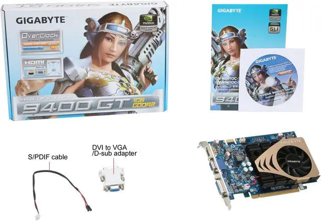 Alt view image 5 of 5 - GIGABYTE GeForce 9400 GT 1GB GDDR2 PCI Express 2.0 x16 SLI Support Graphics Card GV-N94TOC-1GI