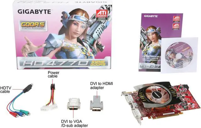 Alt view image 6 of 6 - GIGABYTE Radeon HD 4770 512MB GDDR5 PCI Express 2.0 x16 CrossFireX Support Graphics Card GV-R477D5-512H-B