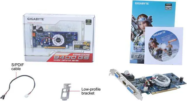 Alt view image 5 of 5 - GIGABYTE GeForce 8400 GS 512MB GDDR2 PCI Express 2.0 x16 Low Profile Ready Graphics Card GV-N84S-512I