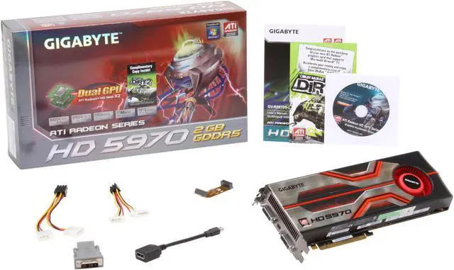 Alt view image 6 of 6 - GIGABYTE Radeon HD 5970 (Hemlock) 2GB GDDR5 PCI Express 2.1 x16 CrossFireX Support Graphics Card GV-R597D5-2GD-B