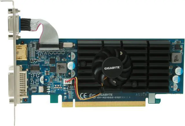 Alt view image 3 of 5 - GIGABYTE GeForce 210 512MB DDR3 PCI Express 2.0 x16 Low Profile Ready Graphics Card GV-N210D3-512I
