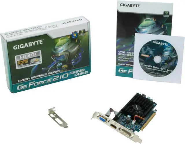 Alt view image 5 of 5 - GIGABYTE GeForce 210 512MB DDR3 PCI Express 2.0 x16 Low Profile Ready Graphics Card GV-N210D3-512I