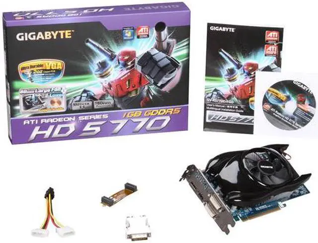Alt view image 6 of 6 - GIGABYTE Radeon HD 5770 1GB GDDR5 PCI Express 2.0 x16 CrossFireX Support Graphics Card GV-R577UD-1GD