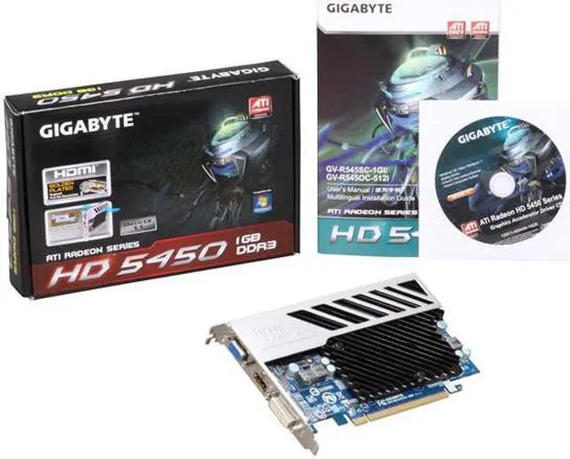 Alt view image 5 of 5 - GIGABYTE Silent Series Radeon HD 5450 (Cedar) 1GB DDR3 PCI Express 2.1 x16 Graphics Card GV-R545SC-1GI