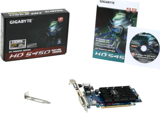 Alt view image 5 of 5 - GIGABYTE Radeon HD 5450 (Cedar) 512MB DDR3 PCI Express 2.1 x16 Low Profile Graphics Card GV-R545OC-512I
