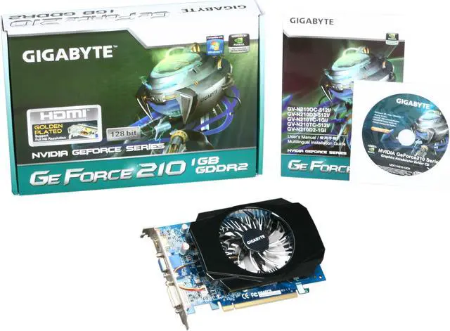 Alt view image 5 of 5 - GIGABYTE GeForce 210 1GB GDDR2 PCI Express 2.0 x16 Graphics Card GV-N210D2-1GI